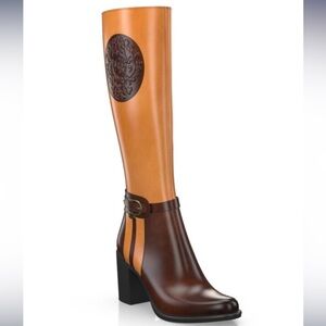 GIROTTI - Elegant Brown and Tan Knee-High Women's Boots